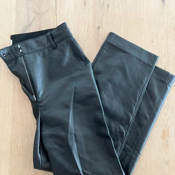 Aritzia Babaton Size 8 Black Vegan Leather Straight Leg Pants - Picture 4 of 4